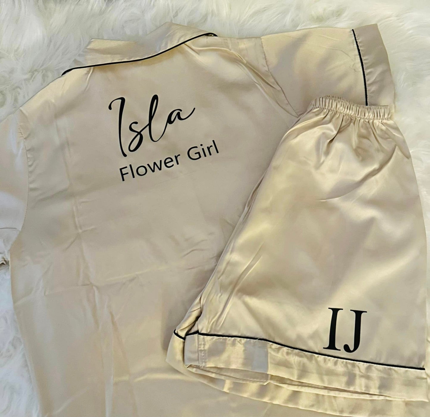 Kids Satin Piped Pyjamas Shorts Set