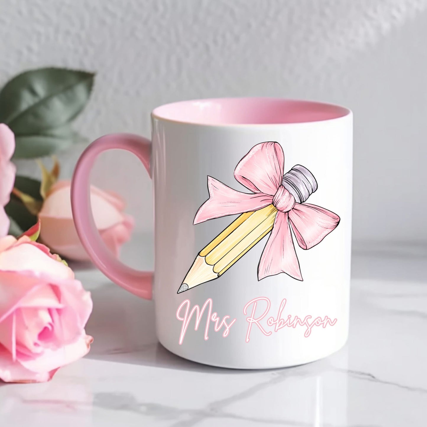 PENCIL BOW TEACHER MUG
