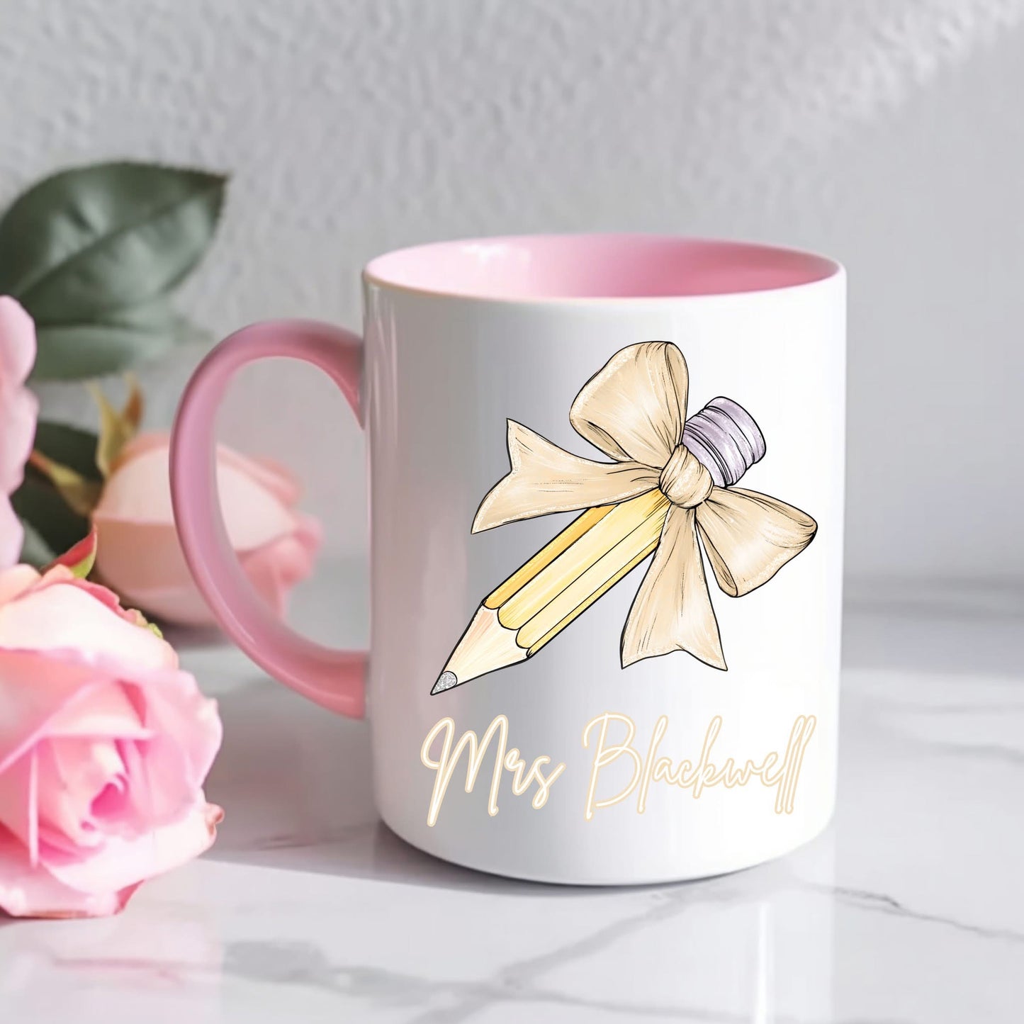 PENCIL BOW TEACHER MUG