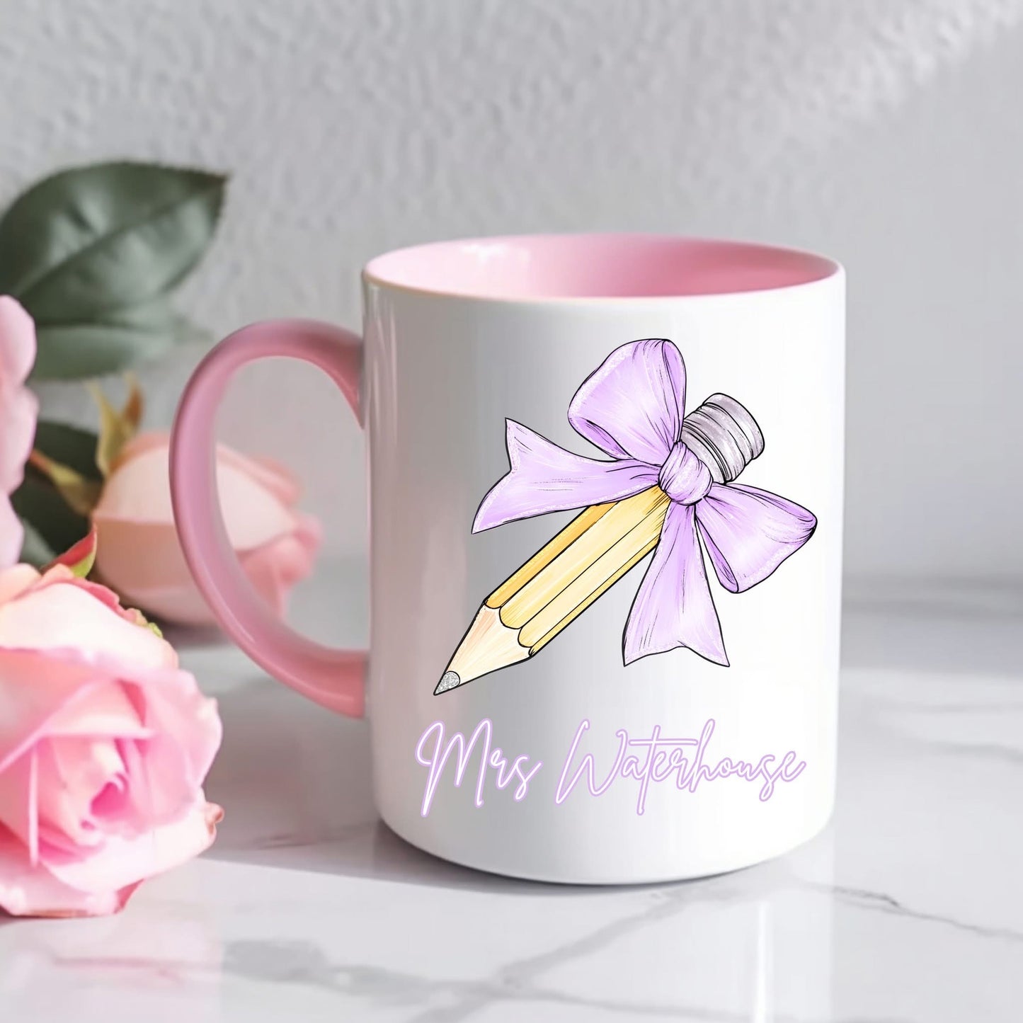 PENCIL BOW TEACHER MUG
