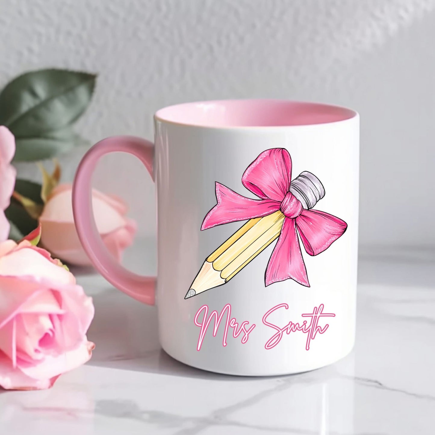 PENCIL BOW TEACHER MUG