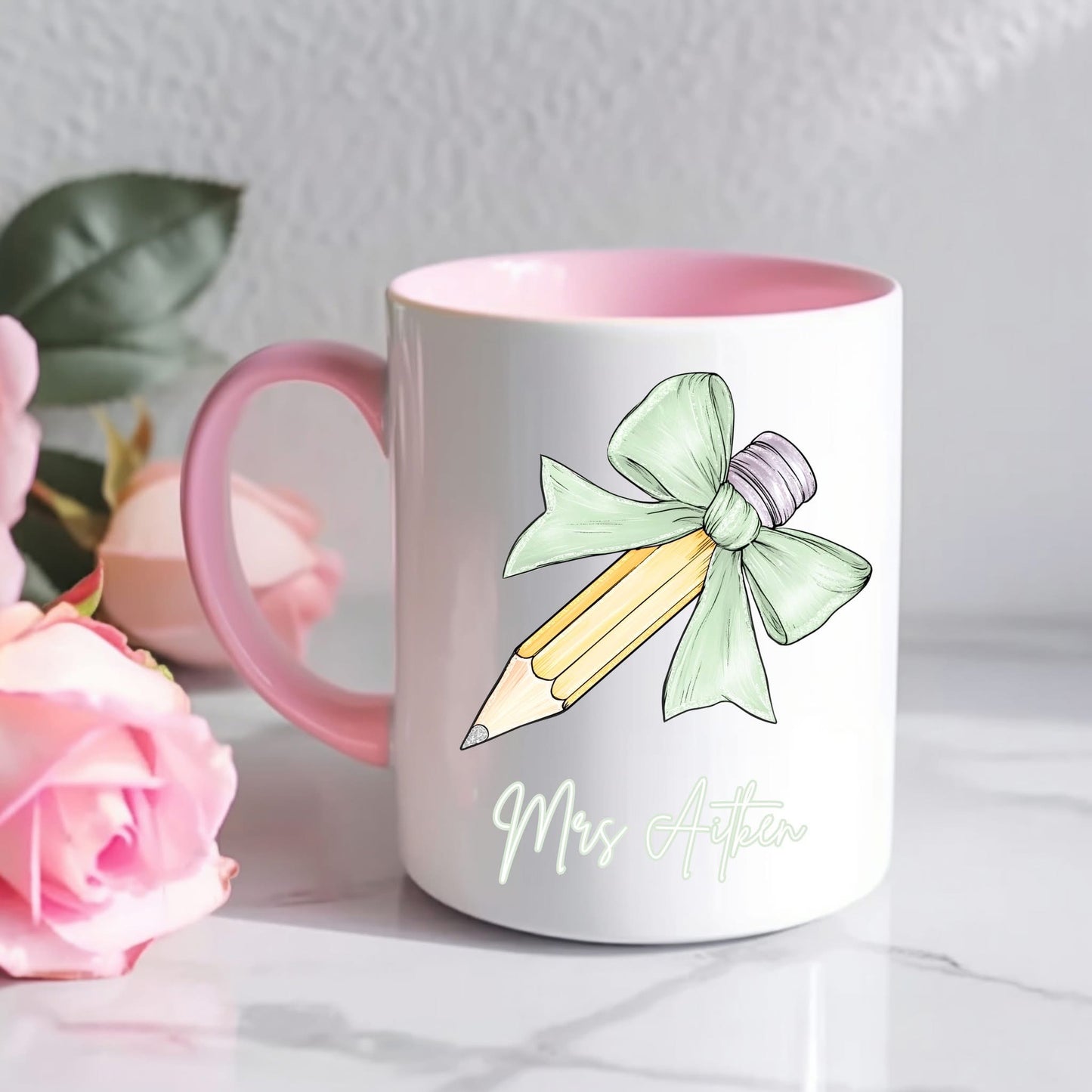 PENCIL BOW TEACHER MUG