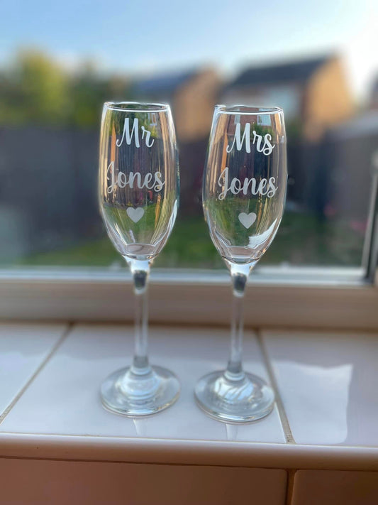 Mr & Mrs Champagne Flutes