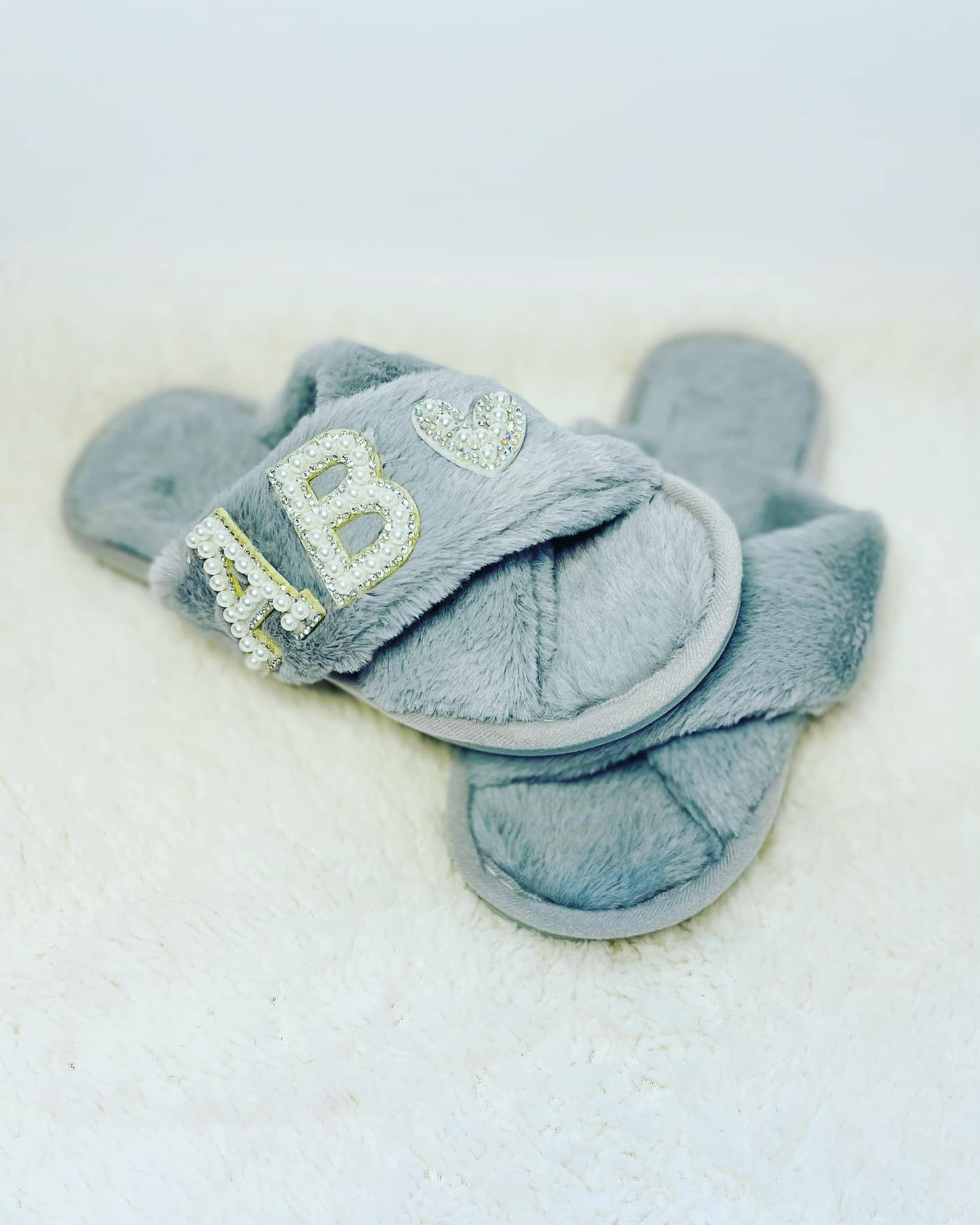 Slippers with Rhinestone Letters