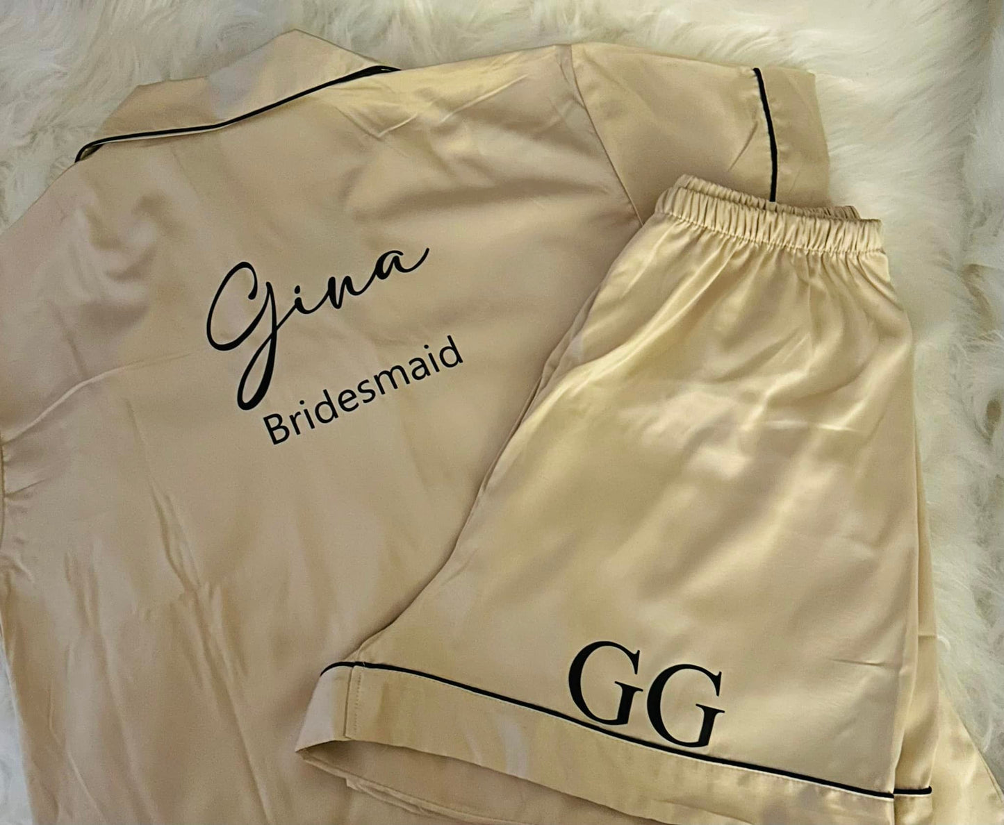 Adult Satin Piped Pyjamas Shorts Set