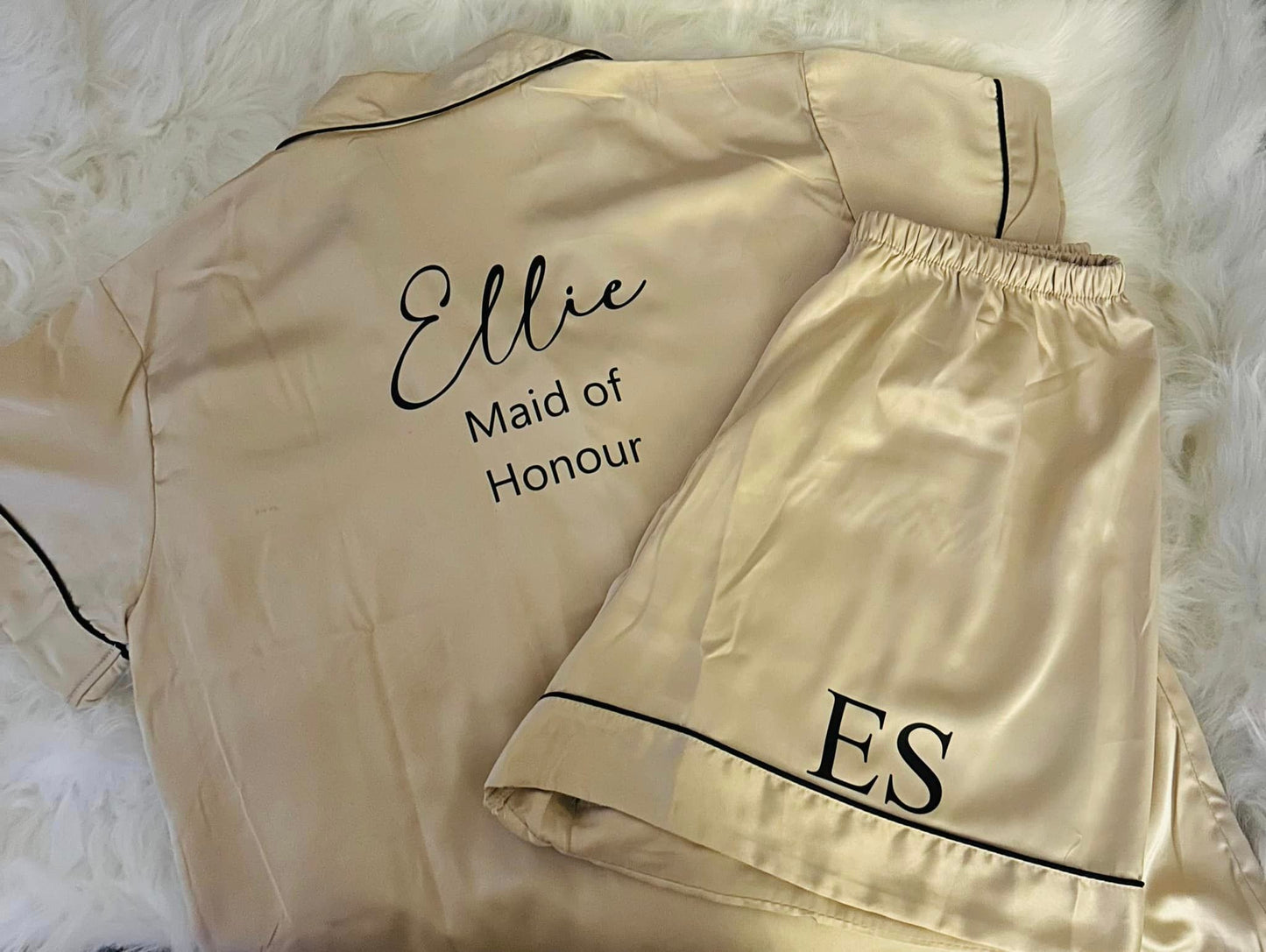 Adult Satin Piped Pyjamas Shorts Set